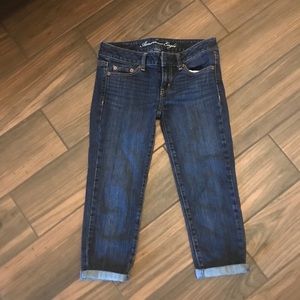 American Eagle Crop Denim Jeans with rolled cuffs